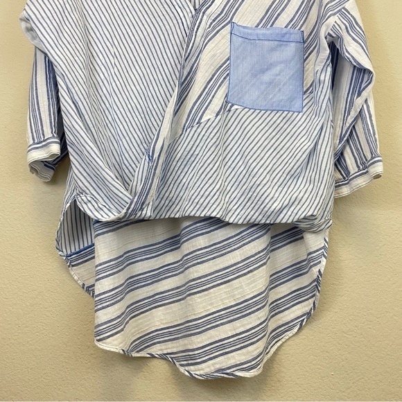 Anthropologie Holding Horses Striped Faux Wrap Western Coastal Tunic Top Size M - Picture 9 of 11